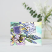 (昆虫)マルハナバチとアイリス ポストカード (スタンド正面)