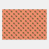 （昆虫）マルハナバチとガイラディアの花オレンジ ラッピングペーパーシート (正面2)