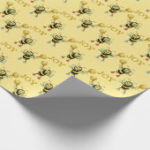 （昆虫）マルハナバチとハートパターンの折り返し ラッピングペーパー (角)