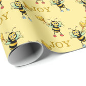 （昆虫）マルハナバチとハートパターンの折り返し ラッピングペーパー (ロールコーナー)