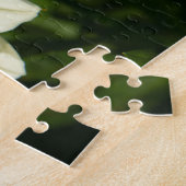 （昆虫）マルハナバチと白いダリアの写真 ジグソーパズル (側面)