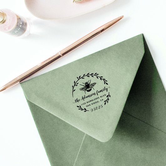 (昆虫)マルハナバチと素朴リース |ファミリ名のアドレス セルフインキングスタンプ