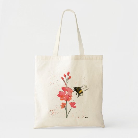 （昆虫）マルハナバチと花 トートバッグ (正面)