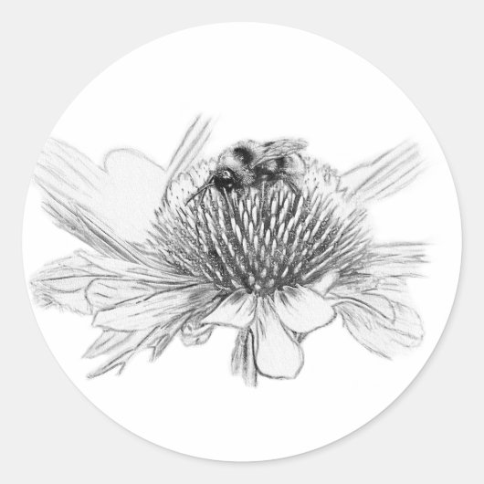 (昆虫)マルハナバチと花 ラウンドシール (正面)