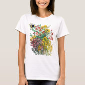 (昆虫)マルハナバチと花Tシャツ Tシャツ (正面)