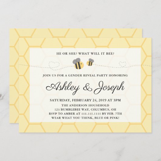 《昆虫》マルハナバチの性はパーティの招待状を明らかにします 招待状 (正面/裏面)