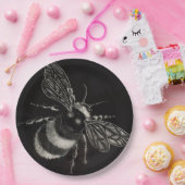 《昆虫》マルハナバチの白黒モチーフは飛びます ペーパープレート (パーティー)