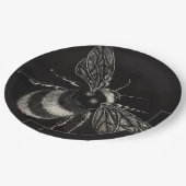 《昆虫》マルハナバチの白黒モチーフは飛びます ペーパープレート (アングル)