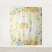 (昆虫)マルハナバチイエローキッズガールズバースデーパーティーハニー タペストリー (正面)