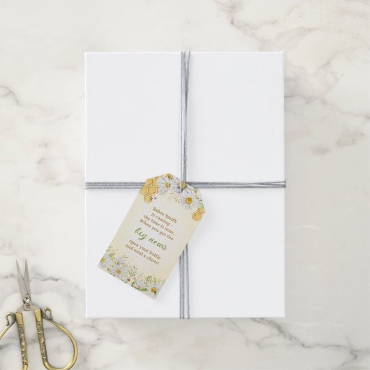 (昆虫)マルハナバチイエローベビーシャワー散水ボトルの好意 ギフトタグ (より糸付き)