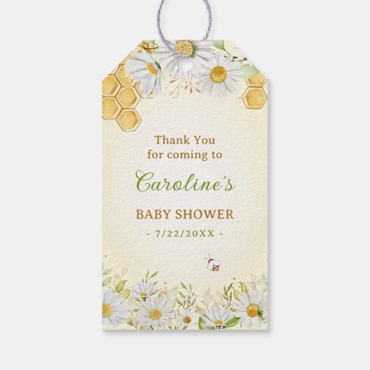 (昆虫)マルハナバチイエローベビーシャワー散水ボトルの好意 ギフトタグ (裏面)