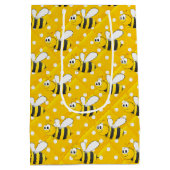 （昆虫）マルハナバチオンイエローアンドホワイト水玉模様 ミディアムペーパーバッグ (裏面)