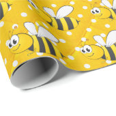 （昆虫）マルハナバチオンイエローアンドホワイト水玉模様 ラッピングペーパー (ロールコーナー)