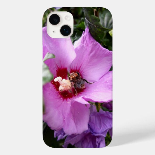 （昆虫）マルハナバチオンハイビスカスフラワー Case-Mate iPhoneケース (裏面)