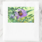 (昆虫)マルハナバチオンパープルデイジー 長方形シール (バッグ)