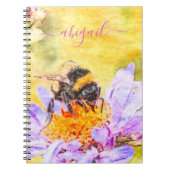 (昆虫)マルハナバチオンフラワー名前をカスタムする ノートブック (正面)
