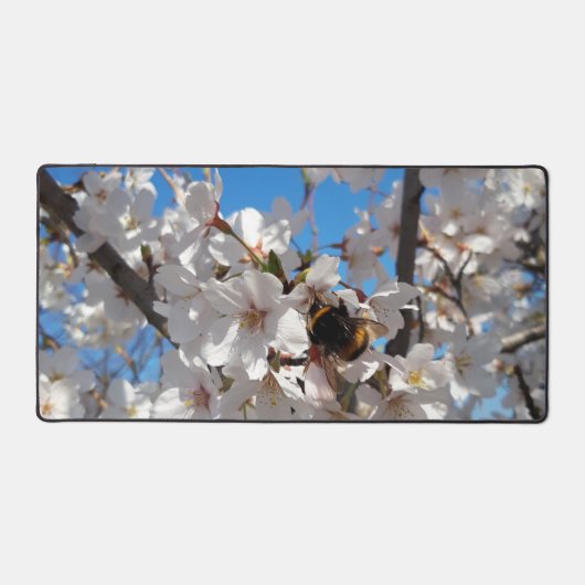 （昆虫）マルハナバチオン野生さくらんぼ開花 デスクマット (正面)