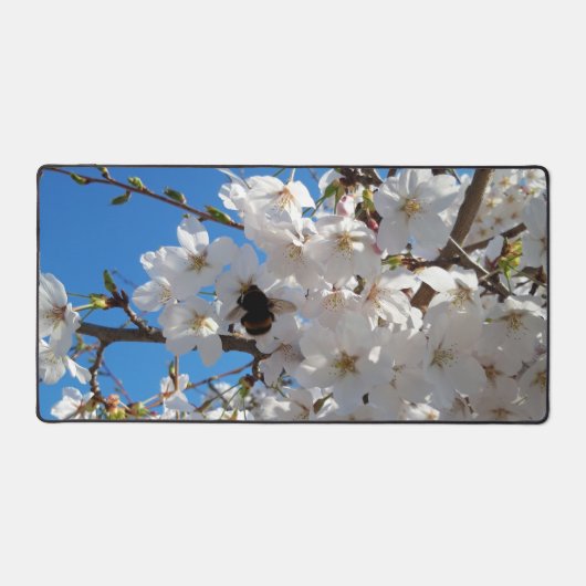 （昆虫）マルハナバチオン野生さくらんぼ開花 デスクマット (正面)