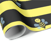 （昆虫）マルハナバチオン黒い黄色ストライプの ラッピングペーパー (ロールコーナー)