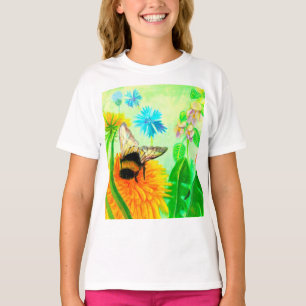 (昆虫)マルハナバチオンdandelion女の子Tシャツ Tシャツ