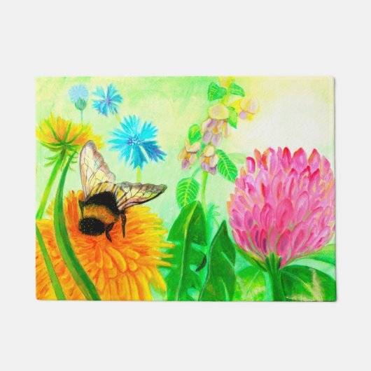 （昆虫）マルハナバチオンdandelion ドアマット (正面)