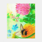 （昆虫）マルハナバチオンdandelion フリースブランケット (正面)