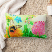 (昆虫)マルハナバチオンdandelion ランバークッション (ブランケット)