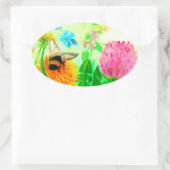 （昆虫）マルハナバチオンdandelion 楕円形シール (バッグ)