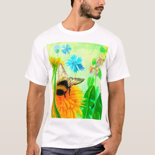 (昆虫)マルハナバチオンdandelion tシャツ (正面)