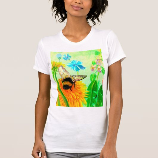 (昆虫)マルハナバチオンdandelion tシャツ (正面)
