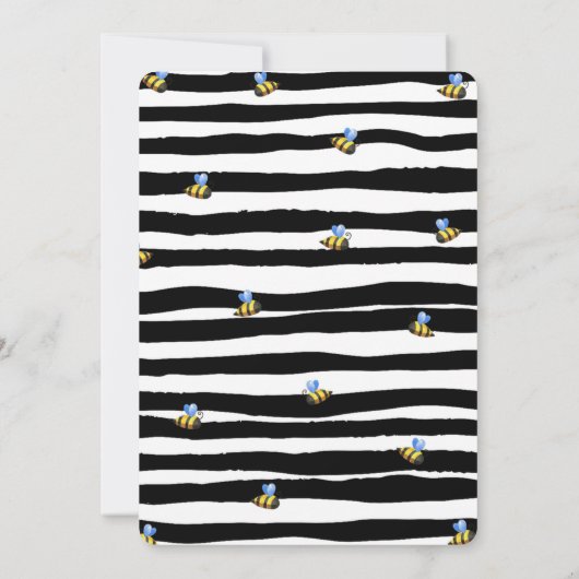 (昆虫)マルハナバチオーバビーイエロー白黒ベビーシャワー 招待状 (裏面)
