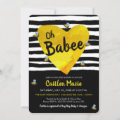 （昆虫）マルハナバチオーバビーイエロー白黒ベビーシャワー 招待状 (正面)