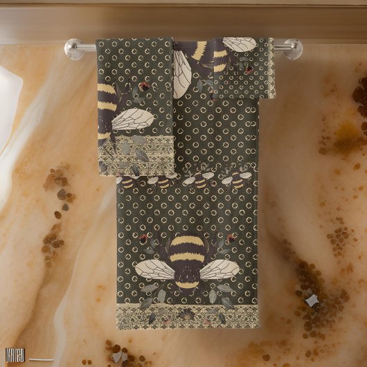 (昆虫)マルハナバチグリークレースブラウンイエロー バスタオルセット