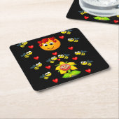 （昆虫）マルハナバチコースター スクエアペーパーコースター (アングル)