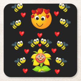 （昆虫）マルハナバチコースター スクエアペーパーコースター