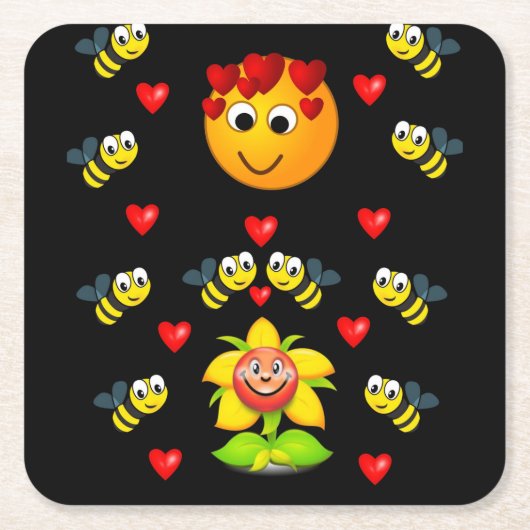 （昆虫）マルハナバチコースター スクエアペーパーコースター (正面)