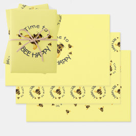 （昆虫）マルハナバチタイムBEEハッピーイエロー ラッピングペーパーシート