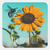 (昆虫)マルハナバチテニスのひまわり選手 スクエアシール (正面)