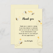 (昆虫)マルハナバチハニー男女兼用ベビーシャワー サンキューカード (正面/裏面)