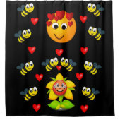 （昆虫）マルハナバチブラック黄色育児ショールカーテン シャワーカーテン (正面)