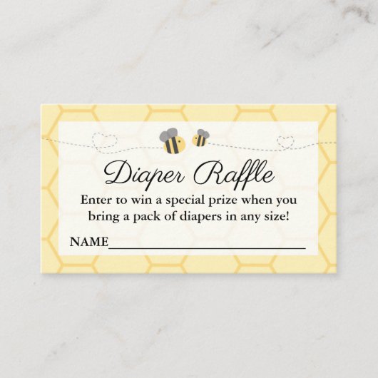 (昆虫)マルハナバチベビーシャワーおむつラッフルインサート エンクロージャーカード (正面)