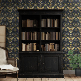 （昆虫）マルハナバチモチーフ（青い背景） 壁紙