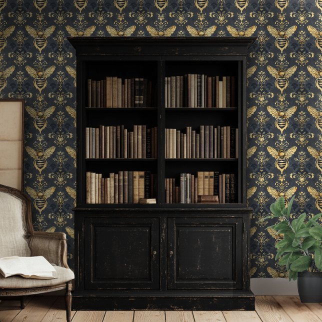 （昆虫）マルハナバチモチーフ（青い背景） 壁紙 (クリエイターアップロード済み)