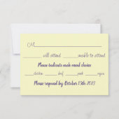 （昆虫）マルハナバチラベンダーフラワーイエロー結婚ズ 出欠カード (正面)