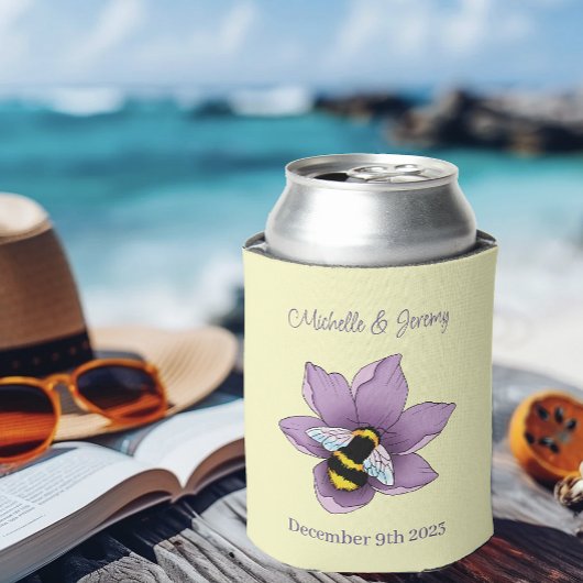 (昆虫)マルハナバチラベンダーフラワーイエロー結婚ズ 缶クーラー