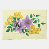 （昆虫）マルハナバチラベンダーフラワーイエロー キッチンタオル (横)