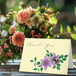 （昆虫）マルハナバチラベンダーフラワーイエロー サンキューカード