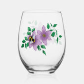 (昆虫)マルハナバチラベンダーフラワーイエロー ステムなしワイングラス (正面)