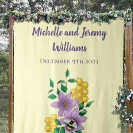 （昆虫）マルハナバチラベンダーフラワーイエロー タペストリー