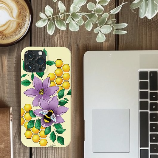 （昆虫）マルハナバチラベンダーフラワーイエロー Case-Mate iPhoneケース